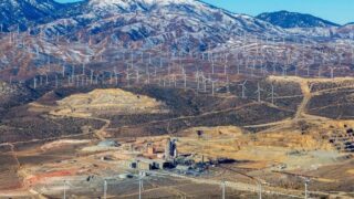 Mojave Cement Plant surrounded by wind turbines